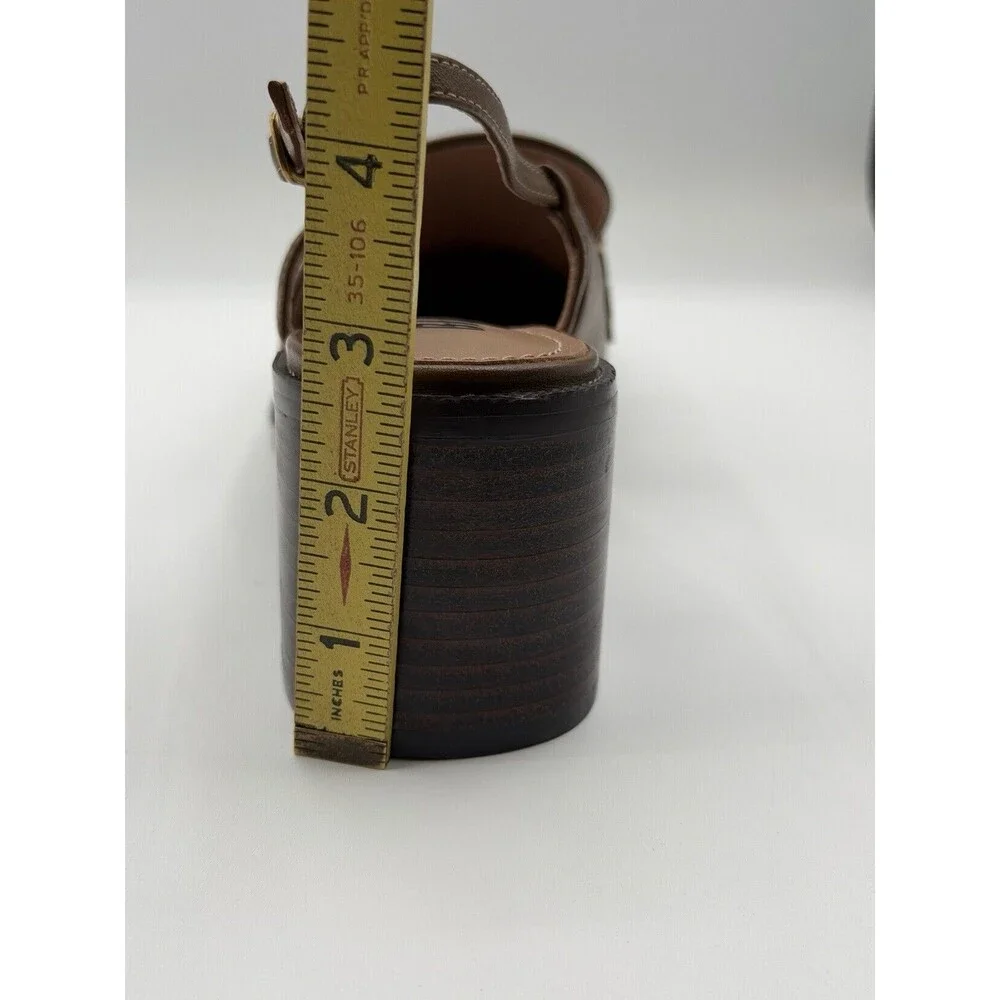 Anthropologie Bibi Lou Slingback Brown Heels Zagreb Loafers Shoes Size 41 New